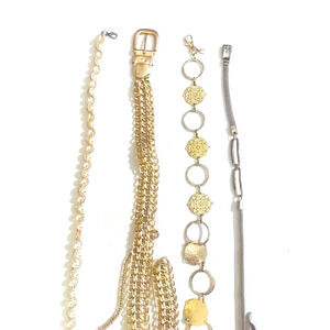 Lot Of 4 Metal Belts Gold Silver Tone